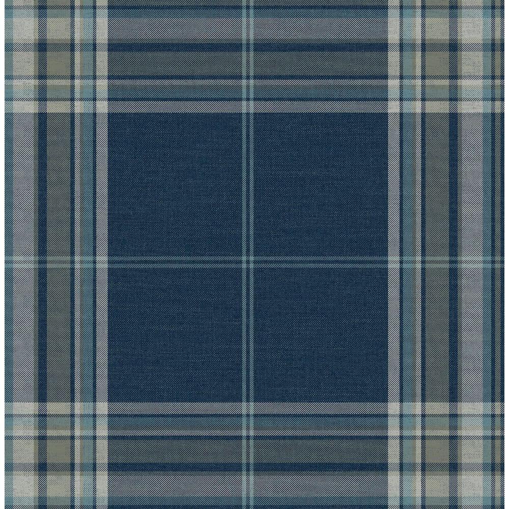Westley Navy and Light Grey Plaid Non-Woven Wallpaper