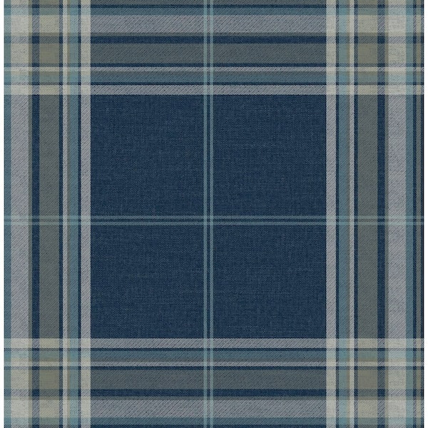 A-Street Prints Westley Navy Plaid Wallpaper Sample
