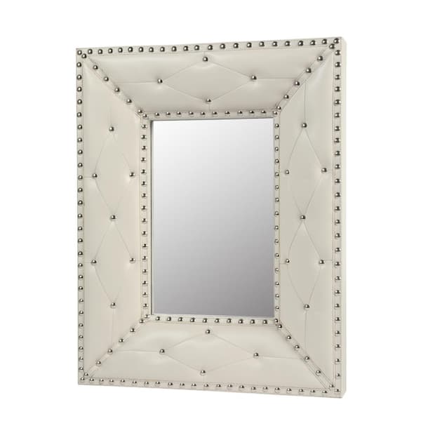 White 21 in. W x 26 in. H Art Deco Rectangle Glass Framed Mirror Bathroom Mirror