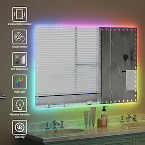 55 in. W x 36 in. H Rectangular Frameless Anti-Fog LED Light Wall Bathroom Vanity Mirror
