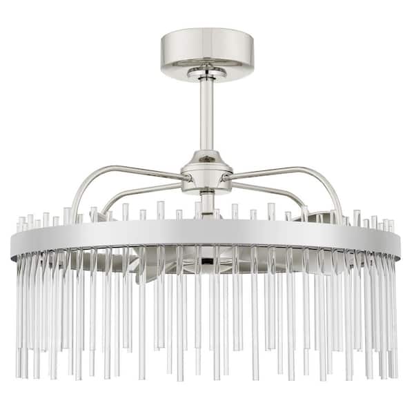 Bari 22 in. Blade Span 30 in, Width Indoor Chrome Flush Mount Fandelier Ceiling Fan with Remote Control