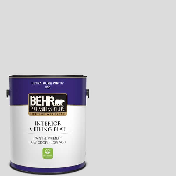 BEHR PREMIUM PLUS 1 gal. #N530-1 Pixel White Ceiling Flat Interior Paint