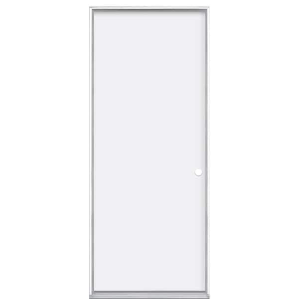 Masonite 36 in. x 80 in. Utility Flush Left Hand Inswing Primed Steel Prehung Front Exterior Door No Brickmold