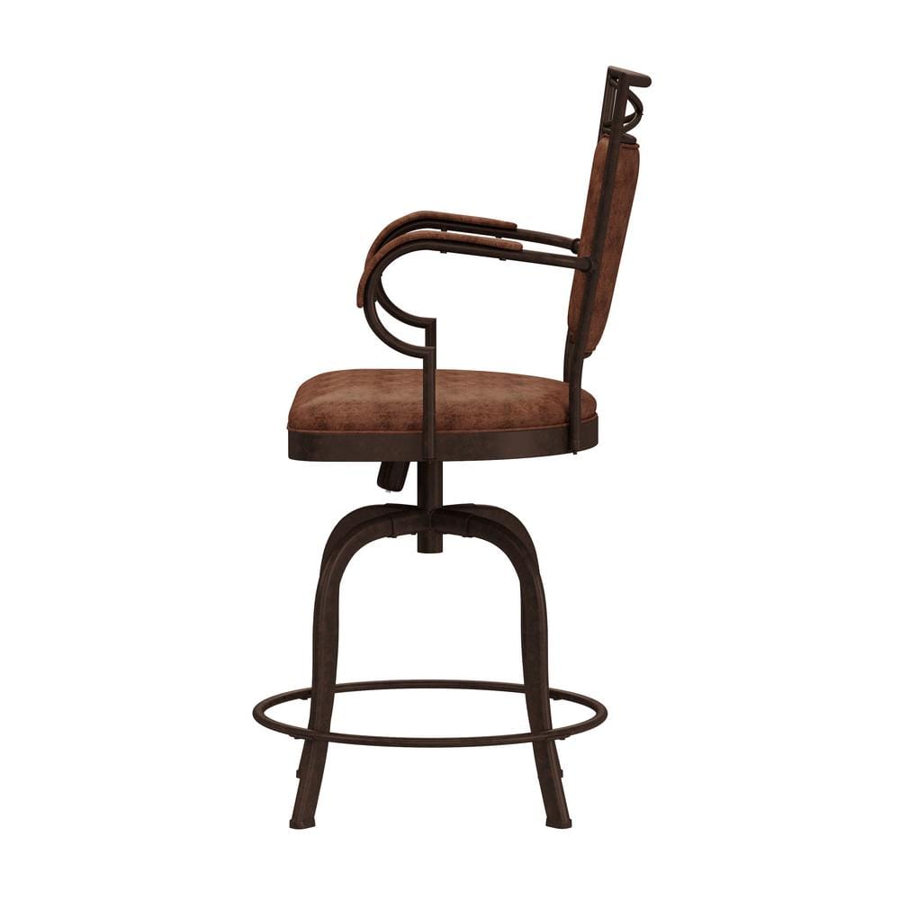 Bridgetown Swivel Counter Stool in Aged Bronze with Faux Leather