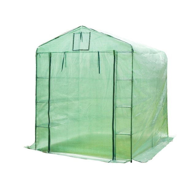 Glitzhome 69 in. W x 98.5 in. D x 82.75 in. H PE 3-Tier 12 Shelves Greenhouse
