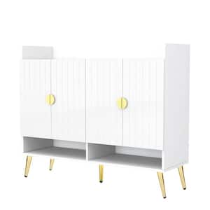 39.40 in. H x 47.20 in. W White Shoe Storage Cabinet with Adjustable Shelves and Doors