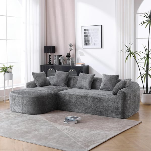 Comfy L Shaped Sofa with 5 Small Pillows