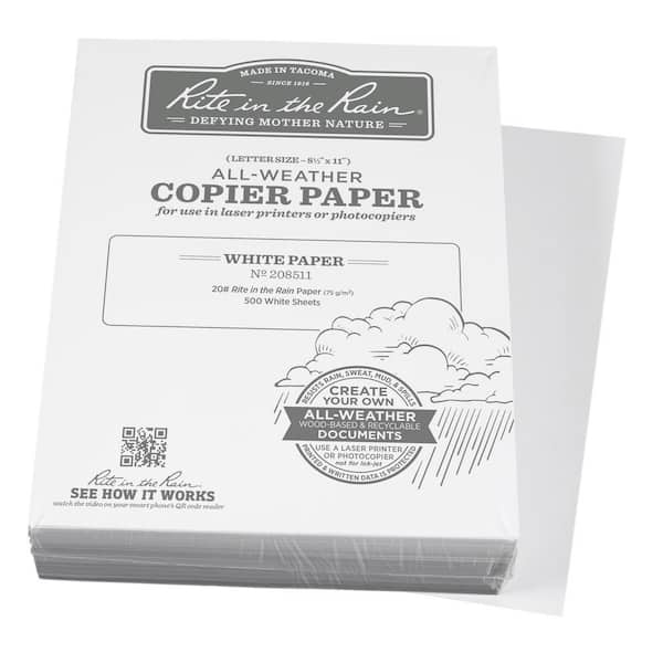  Rite In The Rain Weatherproof Laser Printer Paper, 8.5 x 11,  20# White, 50 Sheet Pack (No. 8511-50) : Office Products