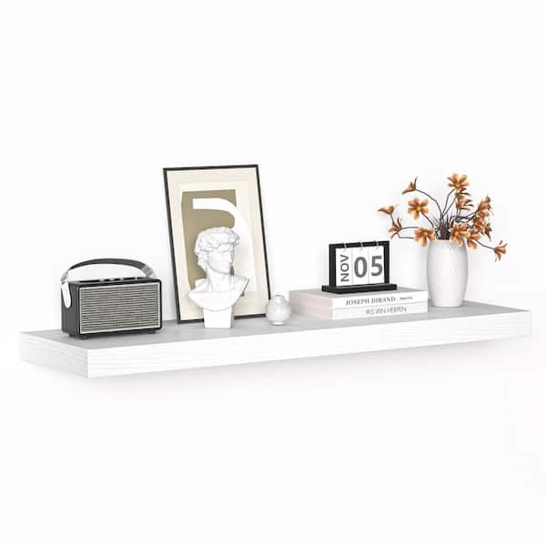 Unbranded 36 in. W x 10.3 in. D Rustic White Floating Decorative Wall Shelf