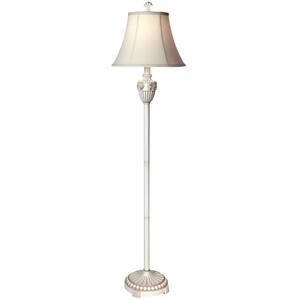 61 in. Cream Floor Lamp with Brussel Cream Round Bell Fabric Shade