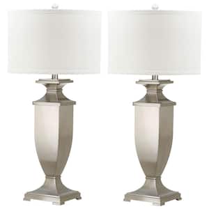 Ambler 31.5 in. Brushed Nickel Urn Table Lamp with White Shade (Set of 2)