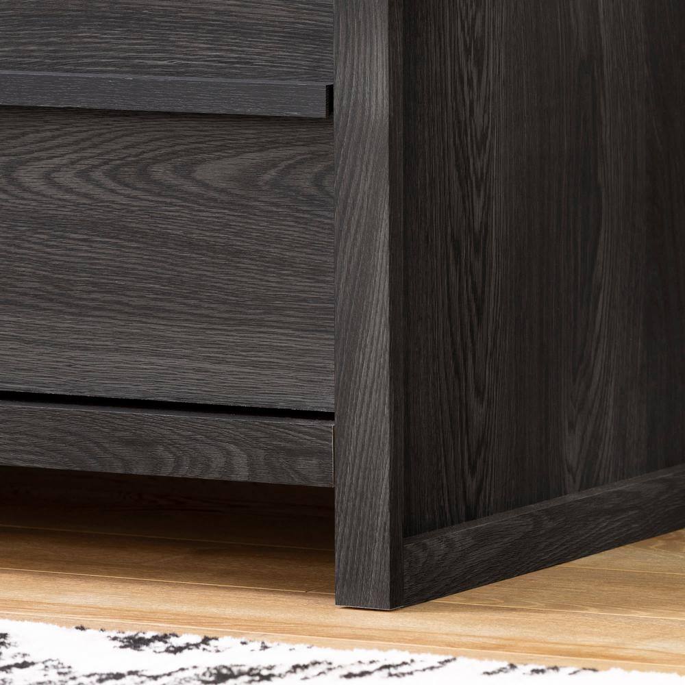 Urban Modern Gray Oak 2-Drawer Nightstand with Matte Black Handles