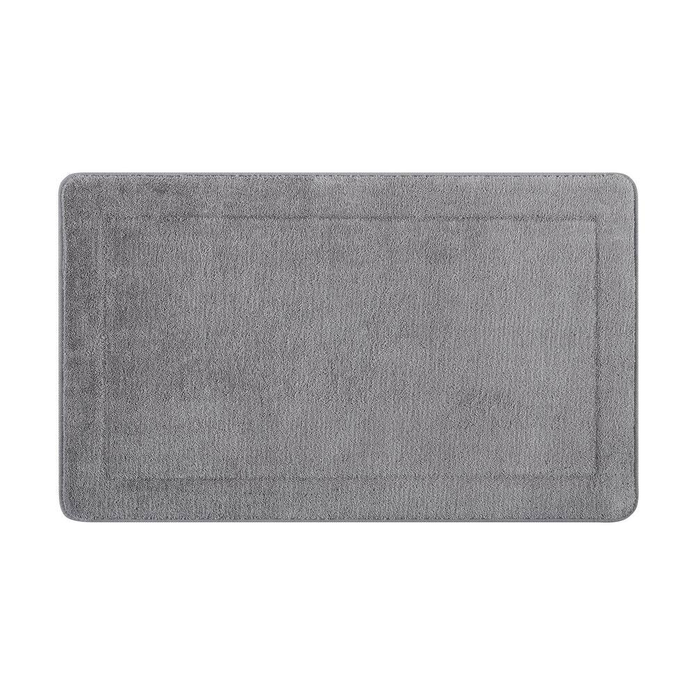 Terry Light Gray 24 in. x 40 in Microfiber Memory Foam. 2-Piece Set ...