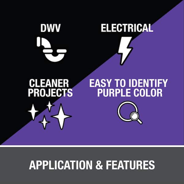 8 oz. Purple CPVC and PVC Primer and Regular Clear PVC Cement Combo Pack