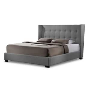 Favela Transitional Gray Fabric Upholstered King Size Bed