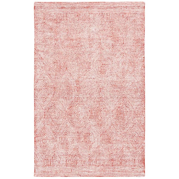 SAFAVIEH Abstract Ivory/Red 4 ft. x 6 ft. Geometric Area Rug