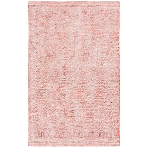Abstract Ivory/Red 6 ft. x 9 ft. Geometric Area Rug