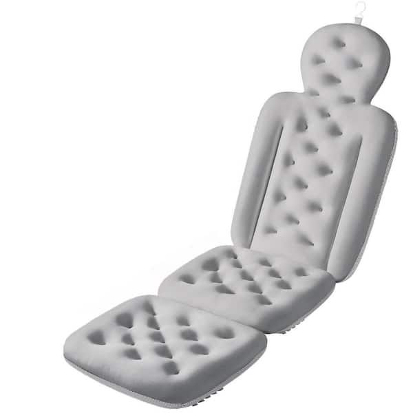 1-Pack Bath Cushion with Full Body Support, 51.2"x16.2", 160 Anti-Slip Suction Cups, Polyester Blend, Dark Gray