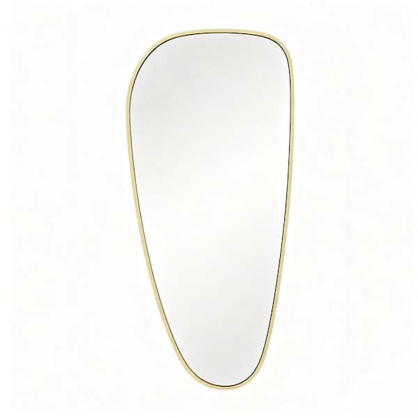 Gold 22 in. W x 48 in. H Modern Asymmetrical Aluminum Framed Mirror for Bathroom Living Room