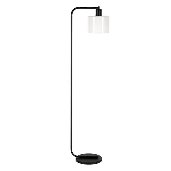 Meyer&Cross Cadmus 57 in. Blackened Bronze Floor Lamp with White Milk Glass Shade