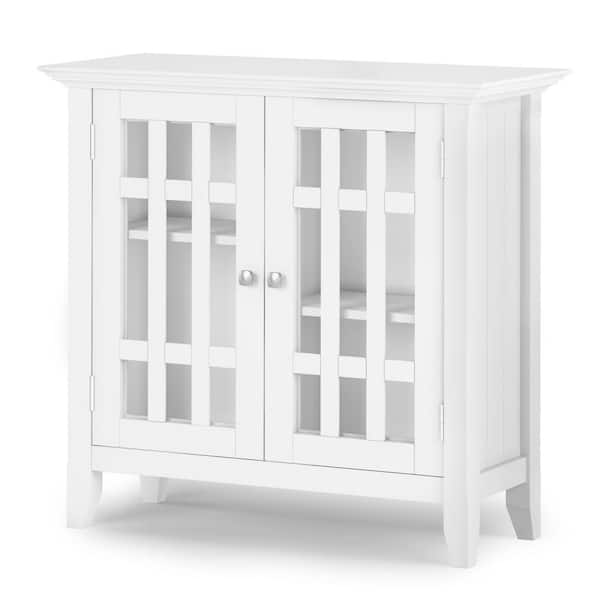 Simpli Home Burlington Solid Wood 30 in. Wide Transitional Low Storage  Cabinet in White AXCBUR14-WH - The Home Depot