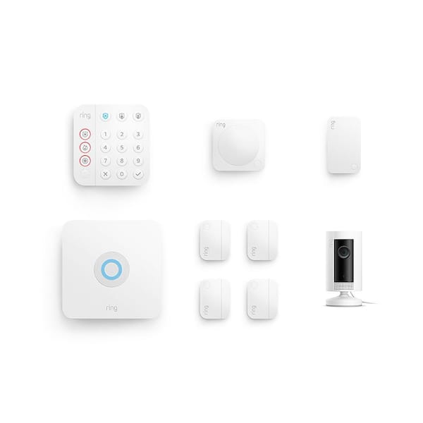 Ring Wireless Alarm Home Security Kit (8-Piece) (2nd Gen) with Indoor Cam- White