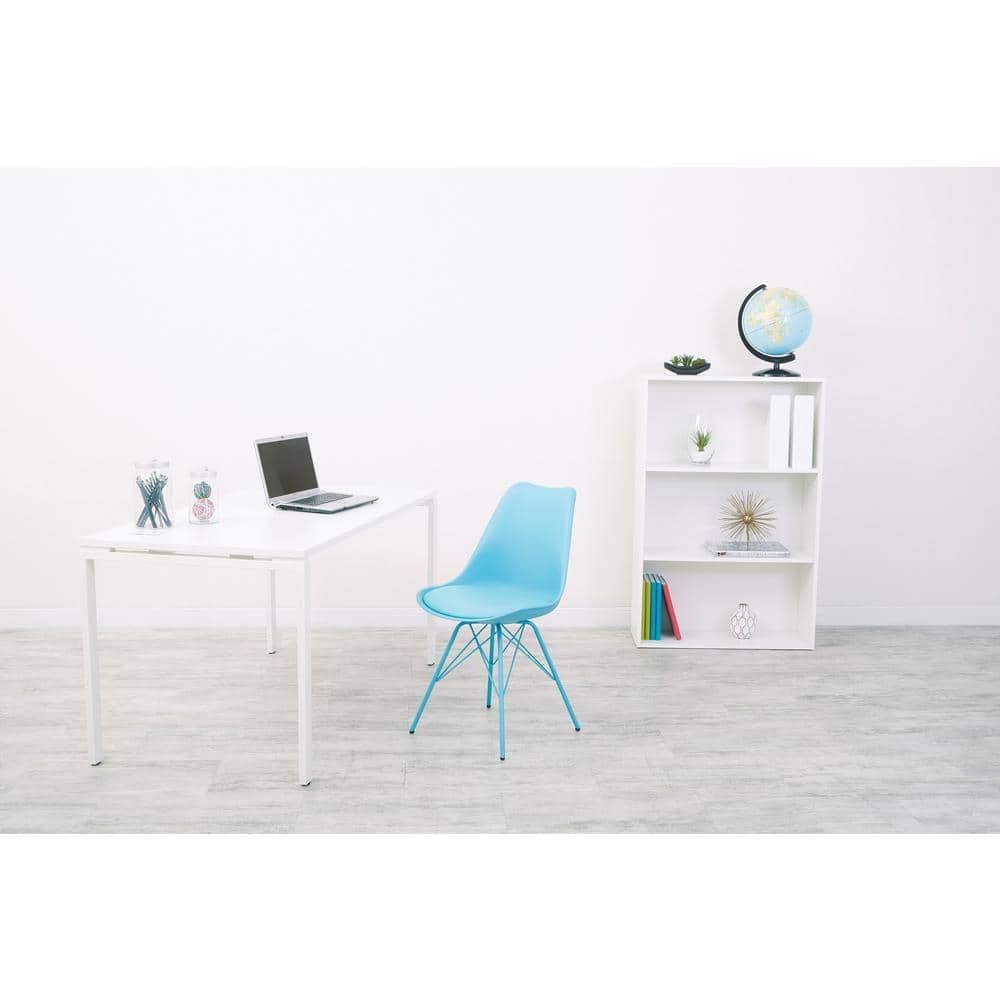 Modern Teal Faux Leather Upholstered Side Chair with Alloy Legs