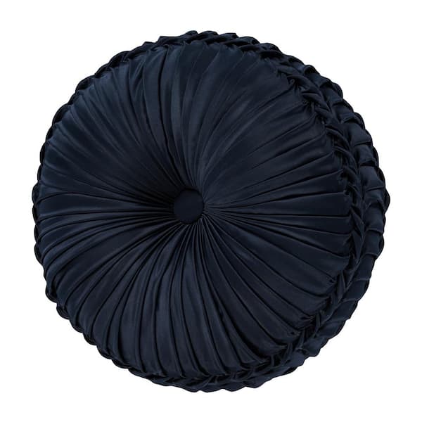 Unbranded Baylor Navy Polyester Tufted Round Decorative 15 in. x 15 in. Throw Pillow
