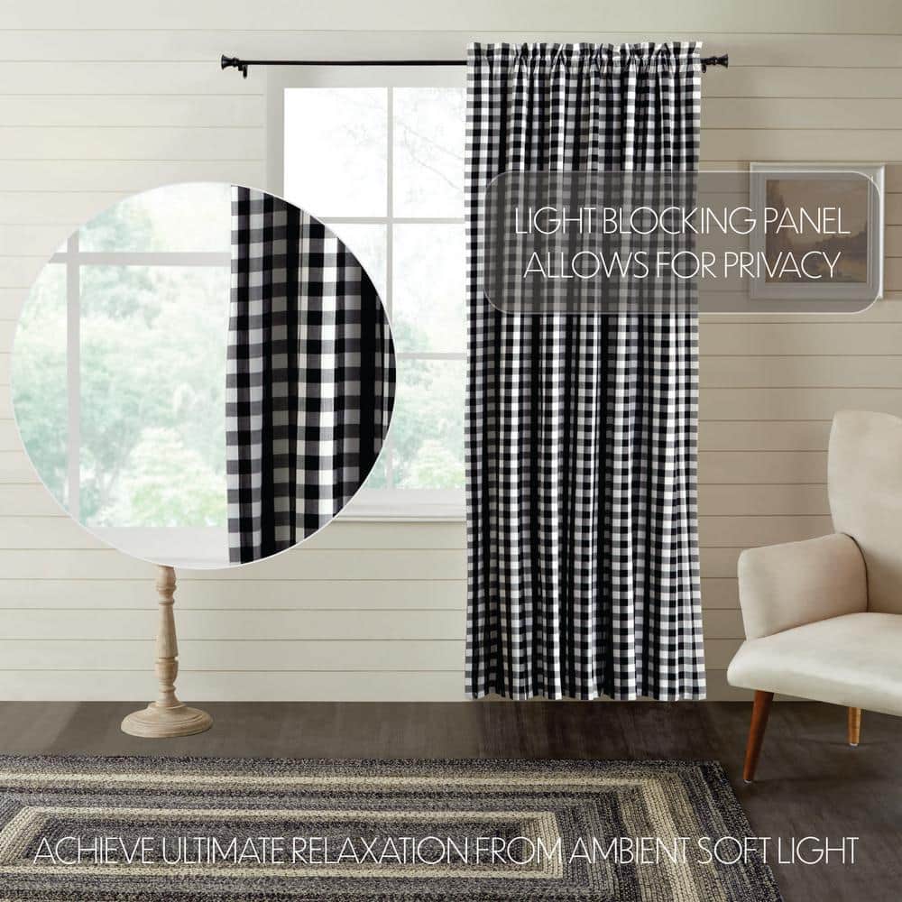 Annie Buffalo Black Check Blackout Cotton Window Panel 84x50