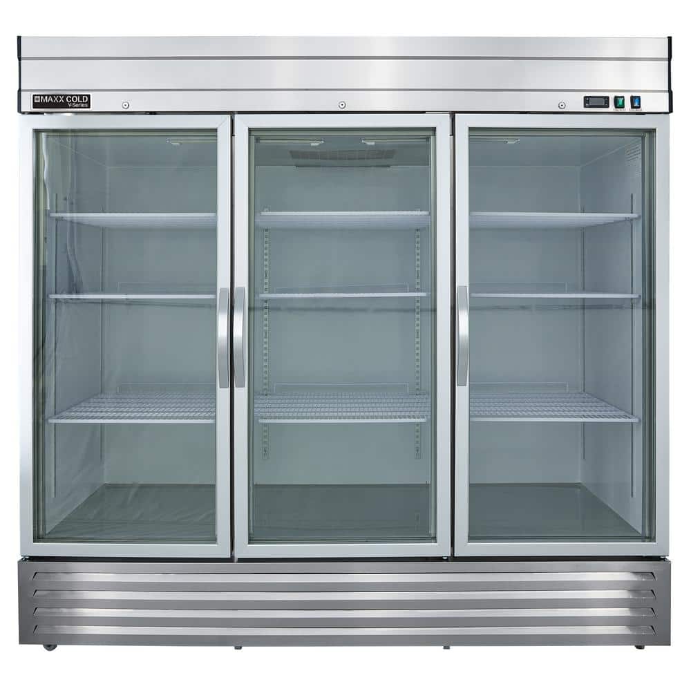 V-Series 3-Glass Door Reach-In Refrigerator, Bottom Mount, 81 Watt, 65 cu. ft. Capacity, in Stainless Steel
