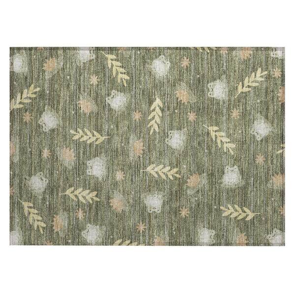 Chantille Machine Washable Indoor/Outdoor Abstract ACN2795 Olive 2 ft. x 3 ft. Accent Rug