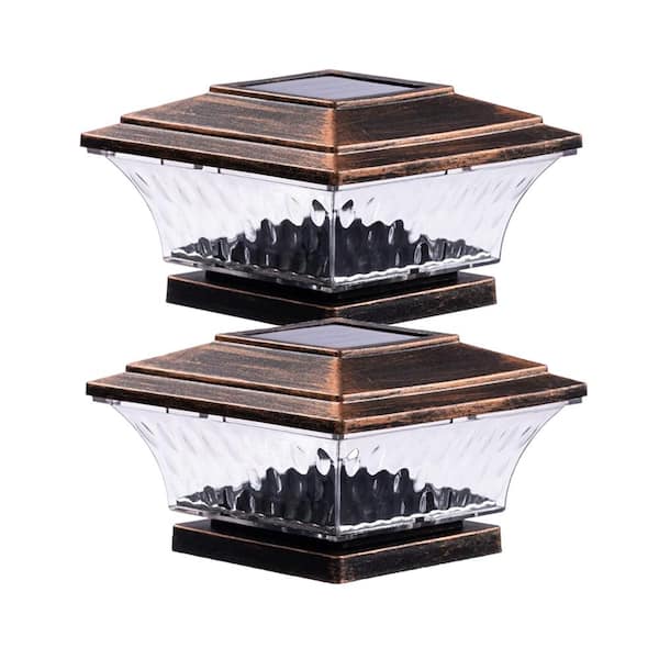 50 Lumen 5.5 in. Low Voltage White Integrated LED Solar Deck Rail Light Outdoor Vinyl Post Fixture 6-Pack