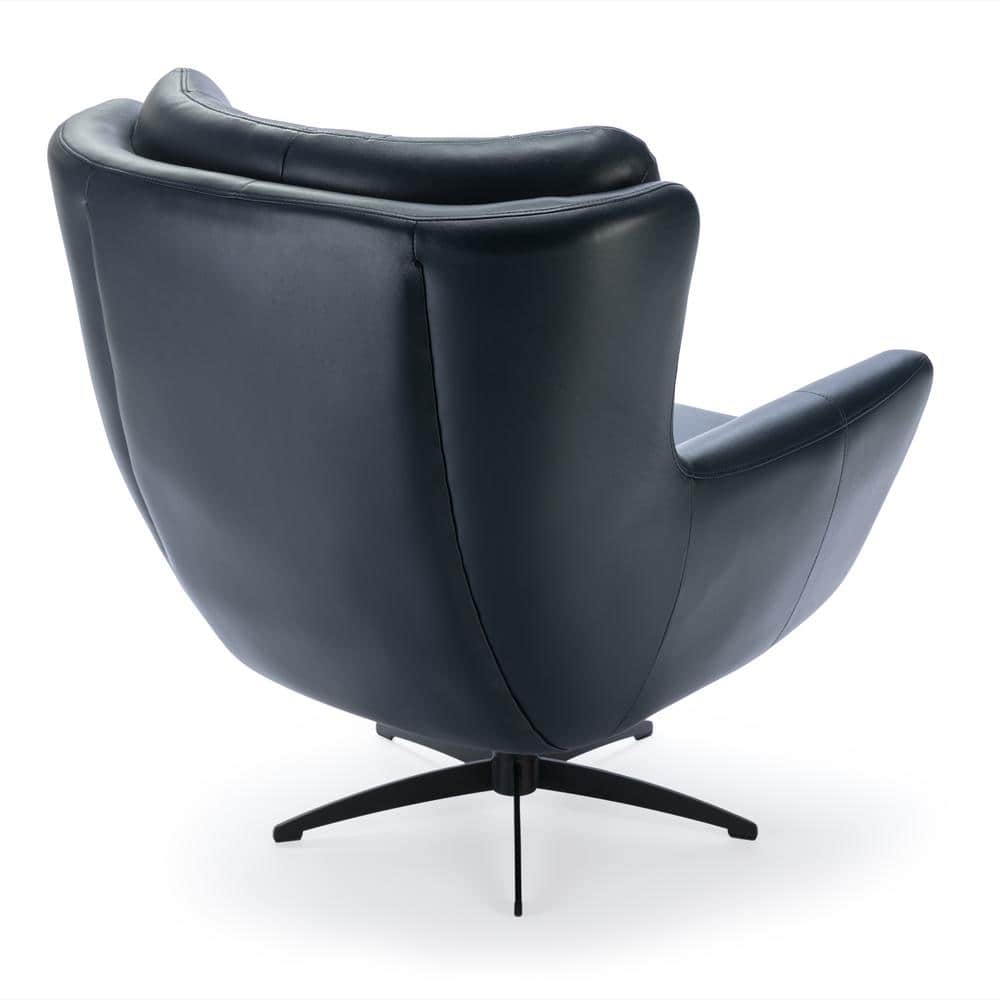 Clayton Midnight Blue Tufted Faux Leather Swivel Accent Chair