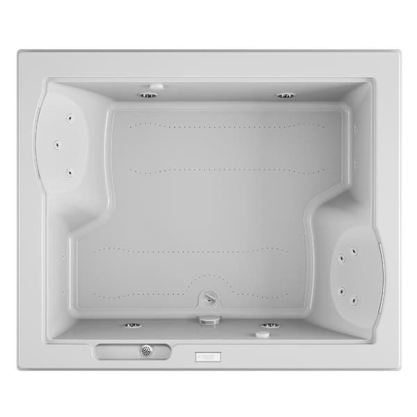 JACUZZI FUZION SALON SPA 71.75 in. x 59.75 in. Rectangular Combination Bathtub with Center Drain in White