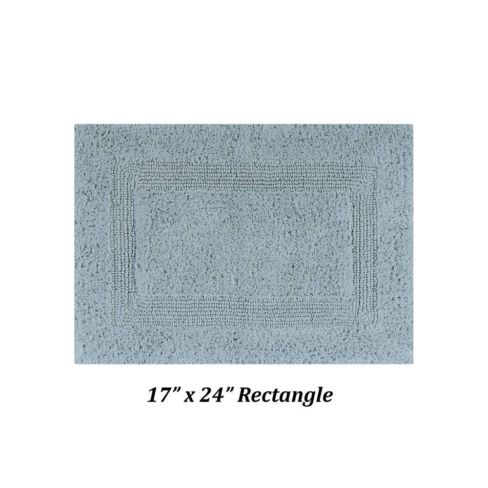 Lux Blue Cotton Tufted Reversible Bath Rug Set