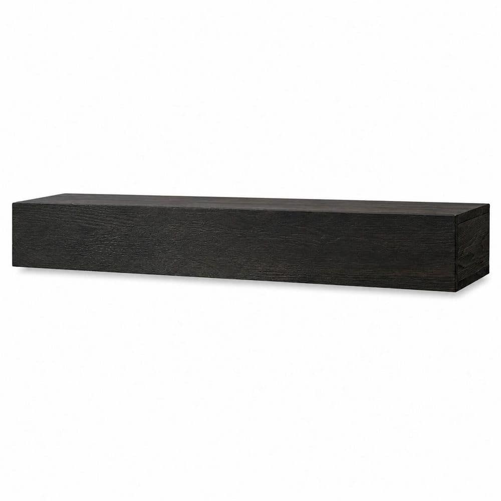 9 in. W x 6 in. H x 60 in. D Wood Rectangle Shelf Wall-Mounted and Floating in Black