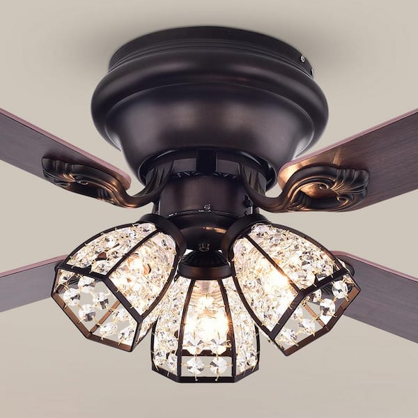 Warehouse Of Tiffany Tarudor 42 In Indoor Antique Bronze Ceiling Fan With Light Kit And Remote Control Cfl8173remoab - Antique Bronze Ceiling Fan With Light And Remote