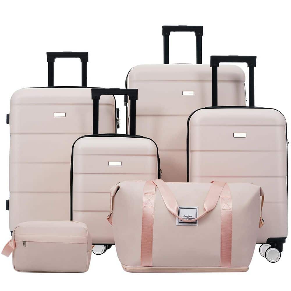 6 Piece Light Pink ABS Hardshell Spinner 16,20,24,28 Luggage Set with Duffel Bag, Toiletry Bag price history on PriceWatchPro