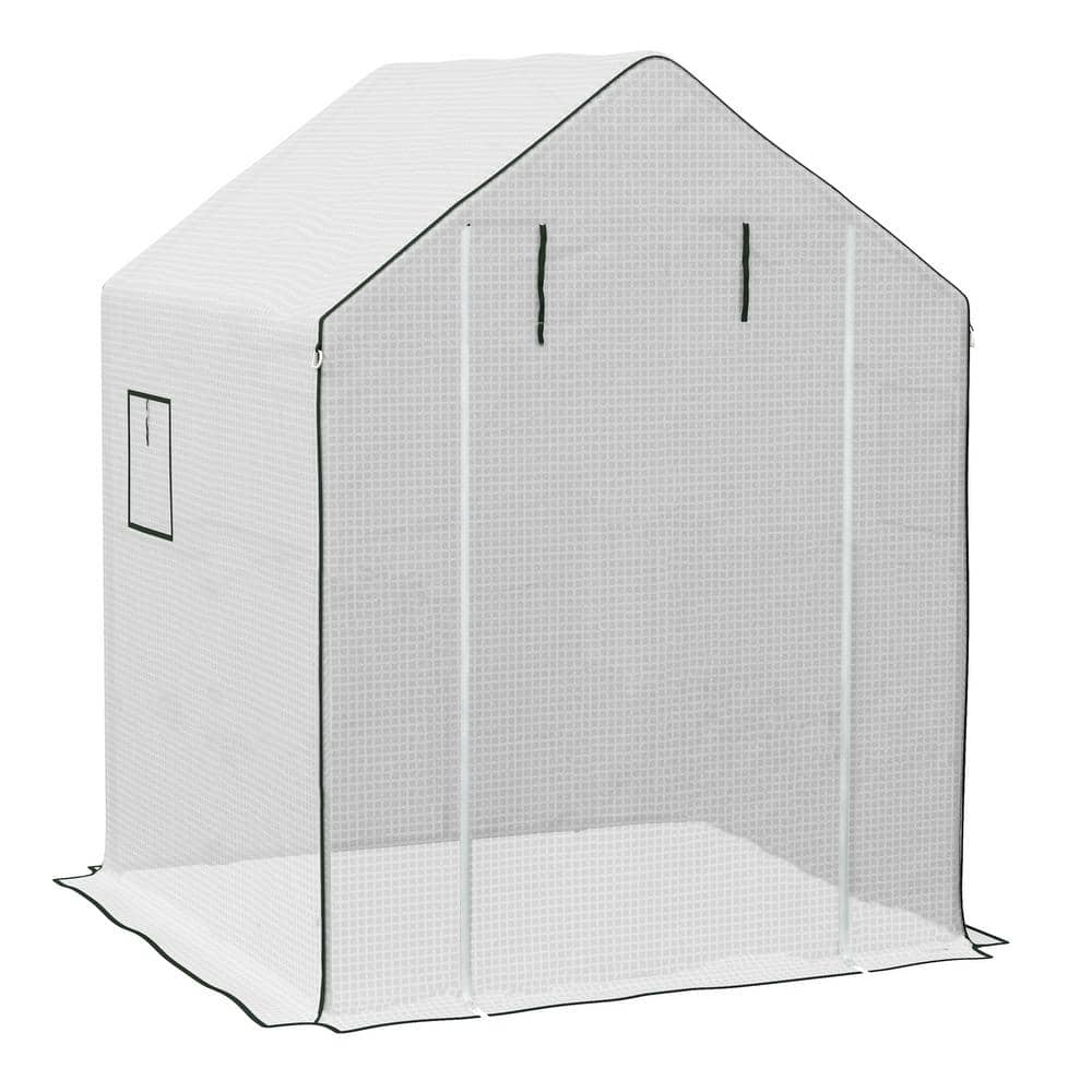 Outsunny 55 in. x 56.25 in. x 74.75 in. Polyethylene (PE) White GREENHOUSE Cover