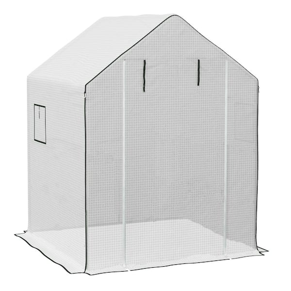 Outsunny 55 In X 56 25 In X 74 75 In Polyethylene PE White   Clear Outsunny Greenhouse Supplies 845 945v00wt 64 600 