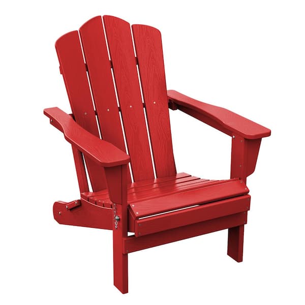 JEAREY HDPE Classic Bright Red Folding Plastic Adirondack Chair (1-Pack)