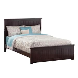 Nantucket Espresso Queen Solid Wood Frame Low Profile Platform Bed with Matching Footboard and USB Device Charger