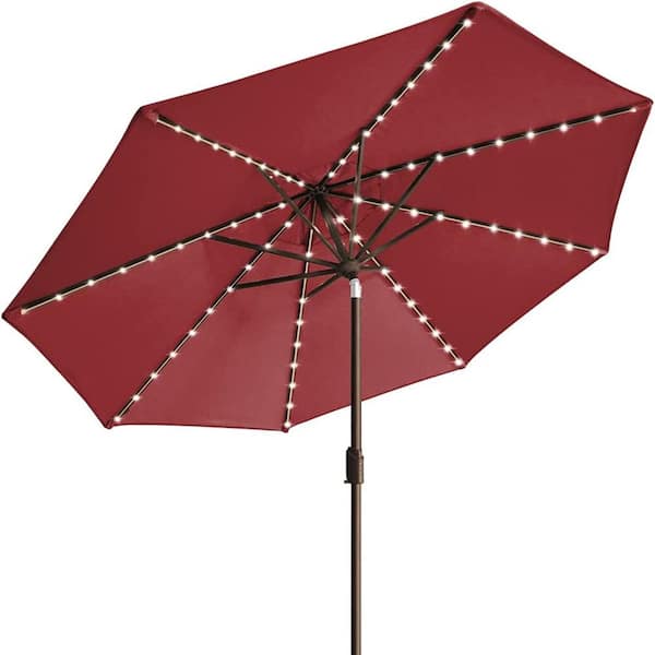 eliteShade Elite Shade USA 10-Year-Non-Fading Sunumbrella 9 ft. Market Umbrella with 80 LED Lights Patio in Umbrellas Burgundy