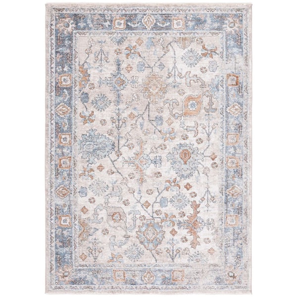 Jasmine 5 ft. x 8 ft. Ivory/Blue Distressed Floral Area Rug