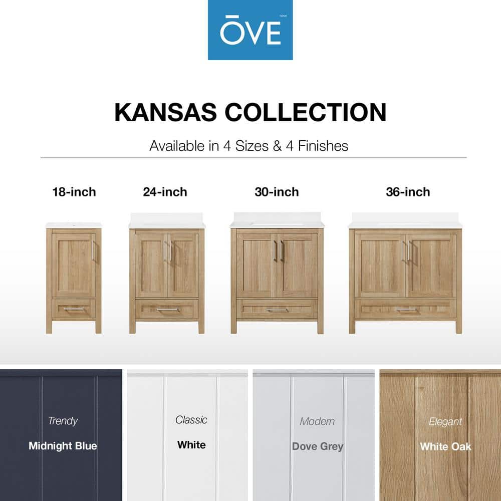 Kansas 30" White Oak Freestanding Bathroom Vanity with Sink