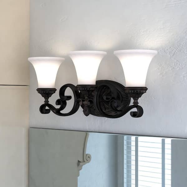 VAXCEL Avenant 23 in. W 3-Light Bronze Bathroom Vanity Light Fixture