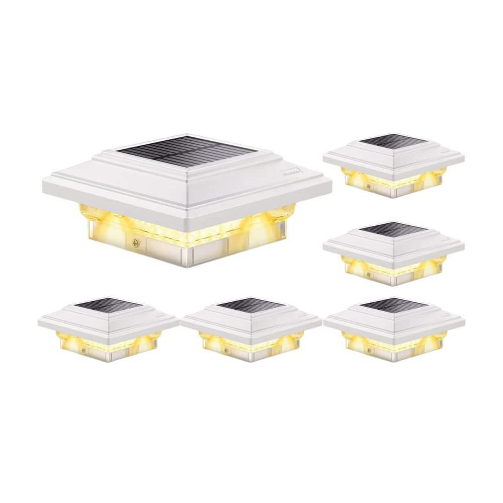 6 Pack ABS PC Solar Post Lights Outdoor Waterproof 4 x 4 Fence Deck Garden Patio Decor 2 Modes Warm White price history on PriceWatchPro