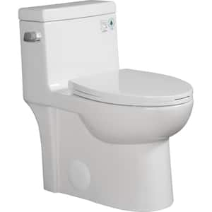 23T03-GW 1-Piece 1.28 GPF Dual Flush Elongated Round Toilet in Glossy White, Seat Included