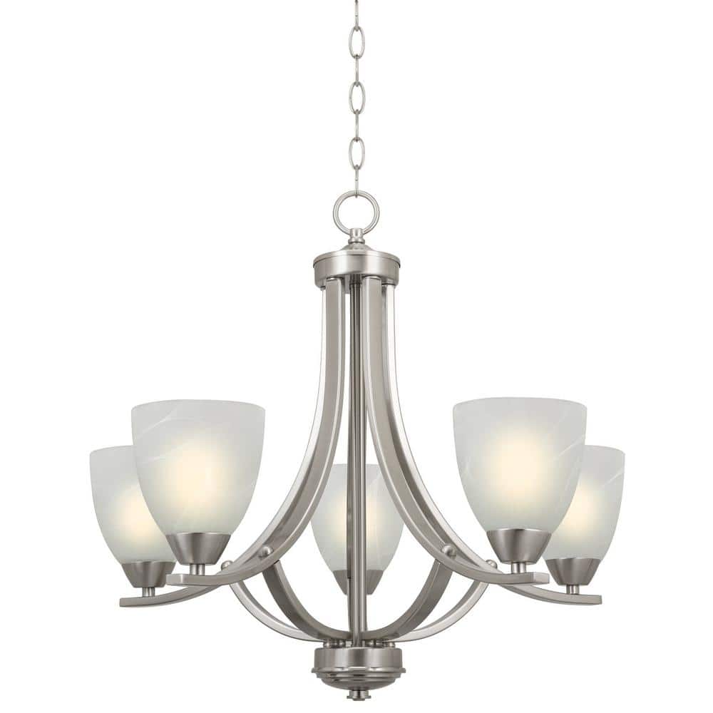 Kira Home Weston 60-Watt 5-Light Brushed Nickel Transitional