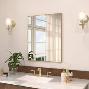 Sight 24 in. W. x 30 in. H Rectangular Framed Wall Bathroom Vanity Mirror in Brushed Gold